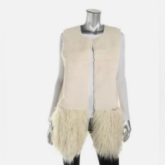 Guess Reversible Faux Fur Faux Suede Jillet/Vest - Picture 3 of 10